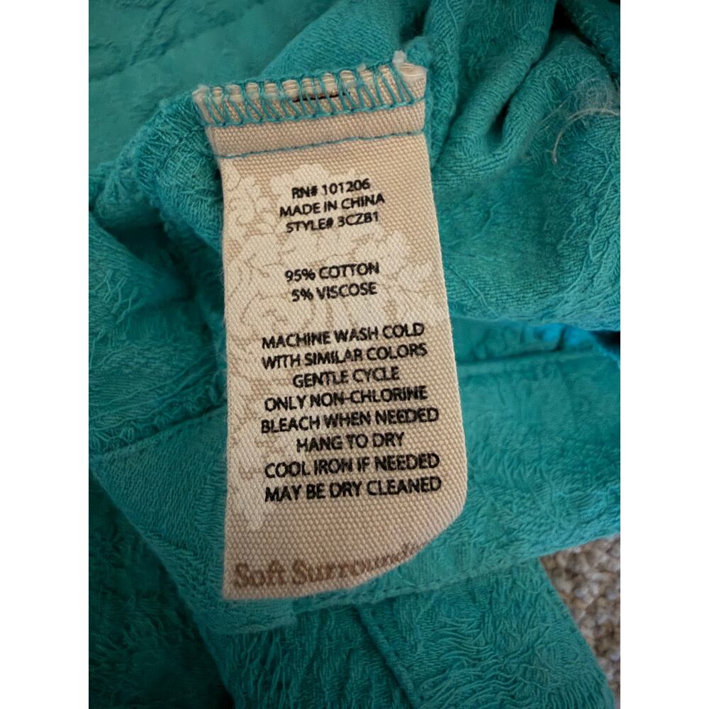 Soft Surroundings Turquoise Blue Hoodie Sweatshirt w/ Pockets, Size PL - Picture 6 of 9